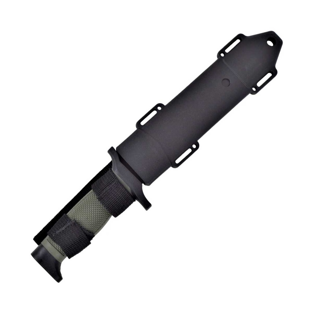CUCHILLO TIPO OSO PUÑO Y FUNDA ABS VERDE-NEGRO