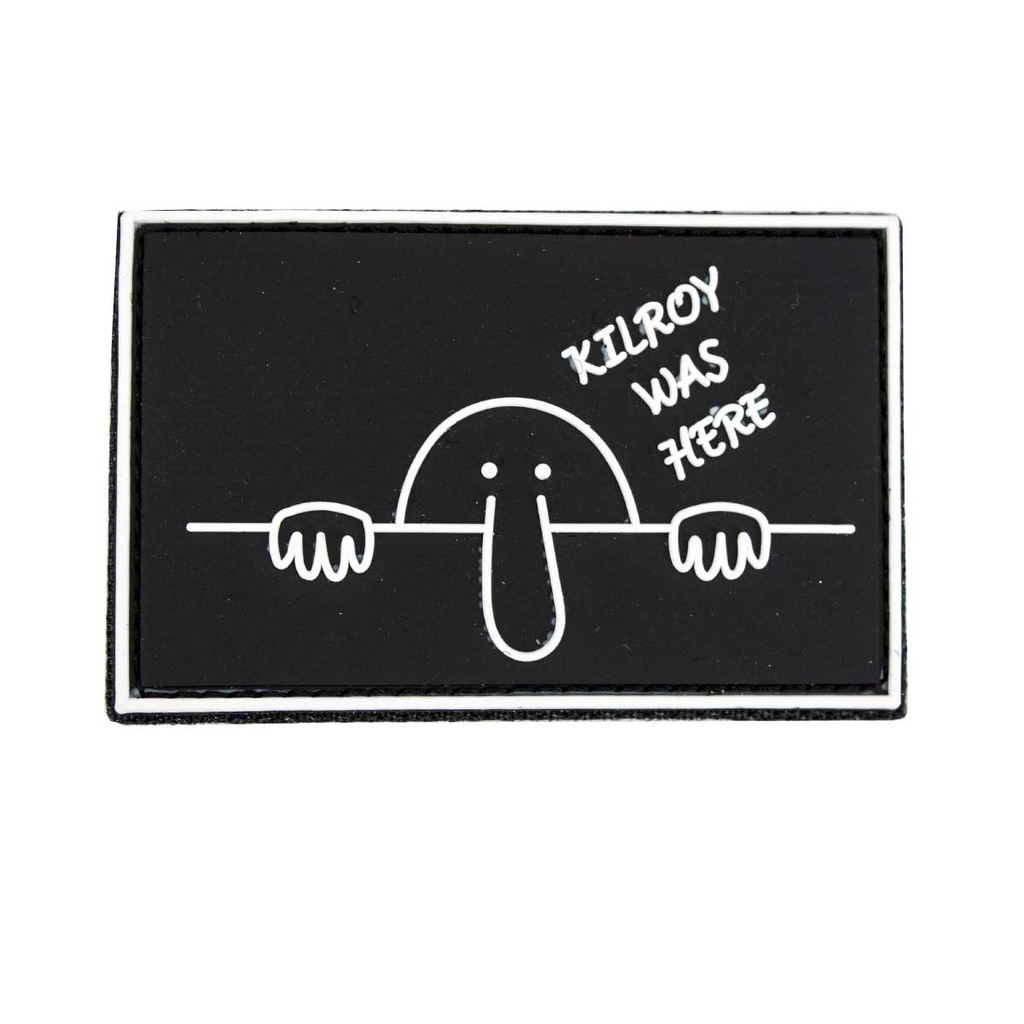 PARCHE PVC 3D NARIZOTA KILROY WAS HERE NEGRO-BLANCO