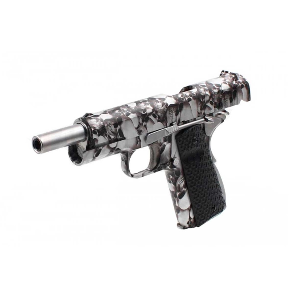 PISTOLA AW CUSTOM 1911 NE2101CALAVERAS FULL METAL NEGRA-BLANCA