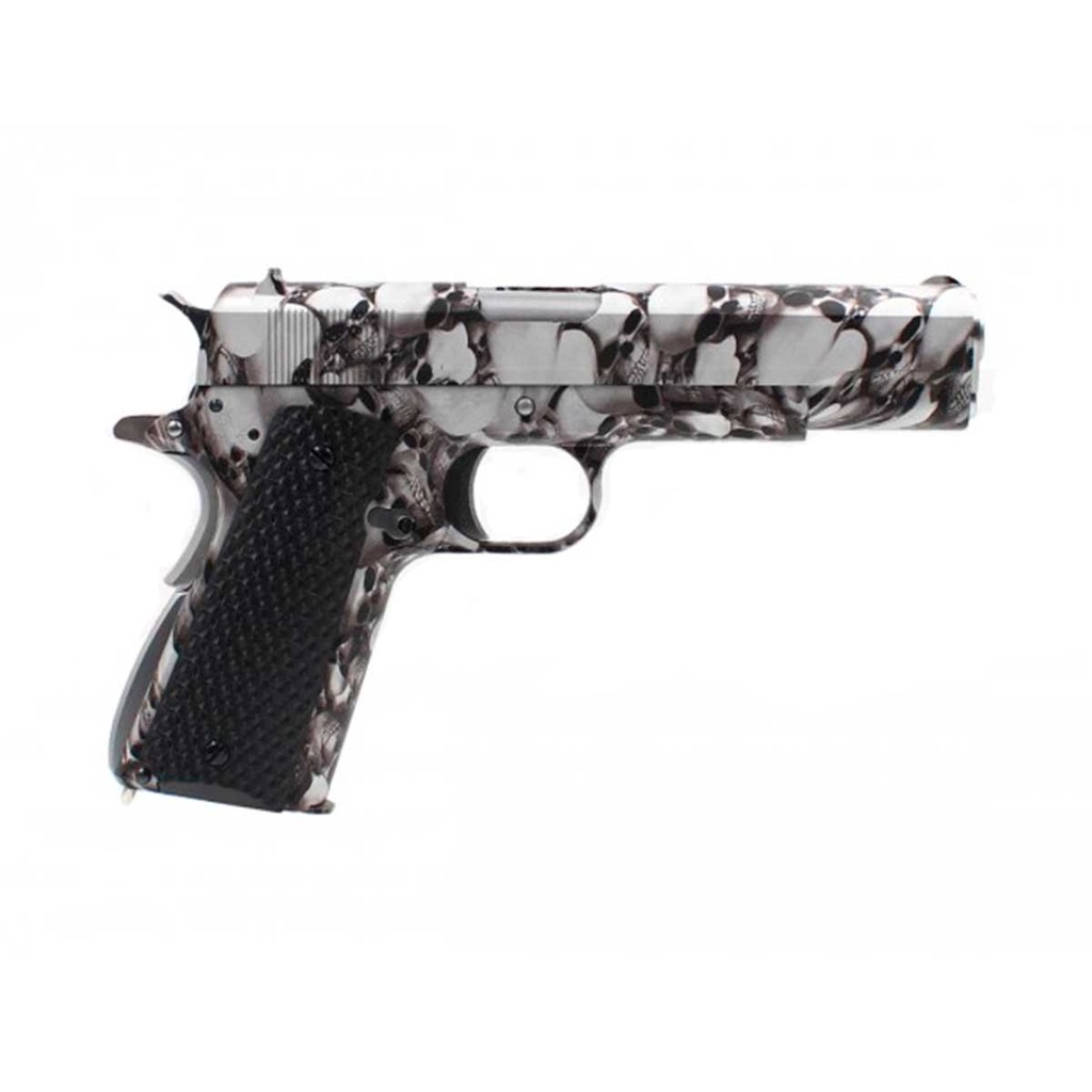 PISTOLA AW CUSTOM 1911 NE2101CALAVERAS FULL METAL NEGRA-BLANCA