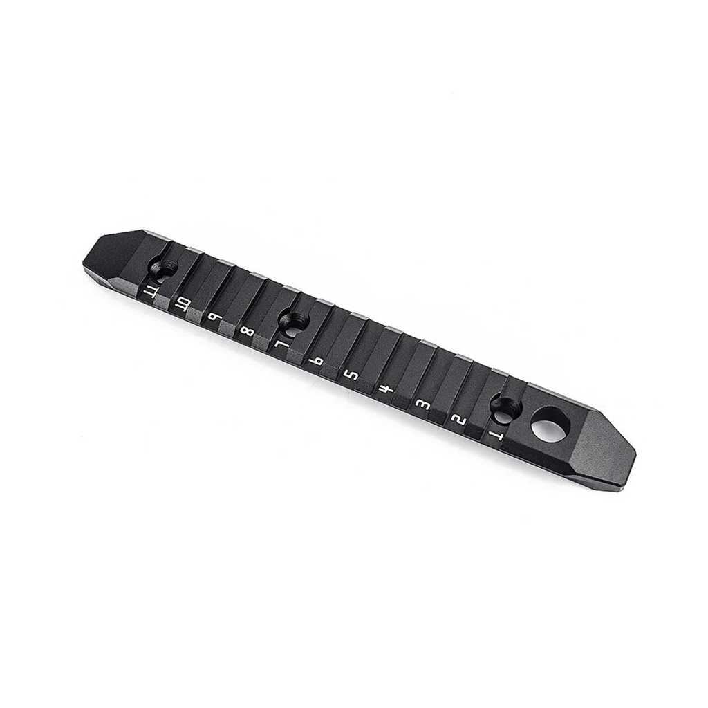RAIL METAL 11 HUECOS M-LOK/KEYMOD ALUMINIO NEGRO