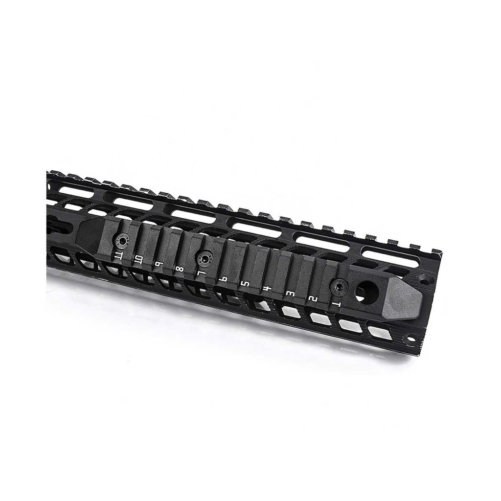 RAIL METAL 11 HUECOS M-LOK/KEYMOD ALUMINIO NEGRO