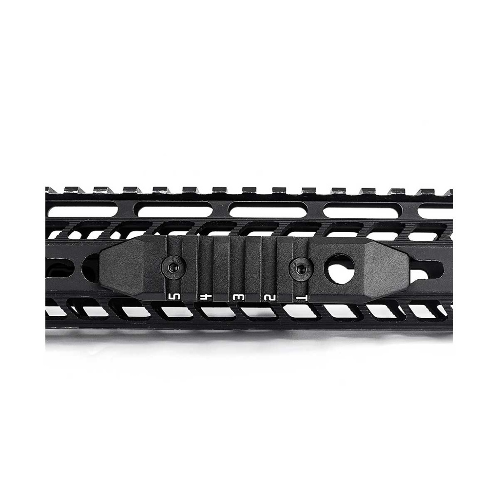 RAIL METAL 5 HUECOS M-LOK/KEYMOD ALUMINIO NEGRO