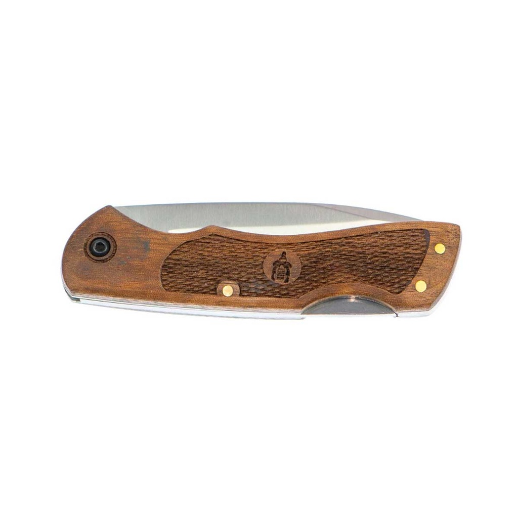 NAVAJA MUELA C/FUNDA MADERA CLARA GRABADA
