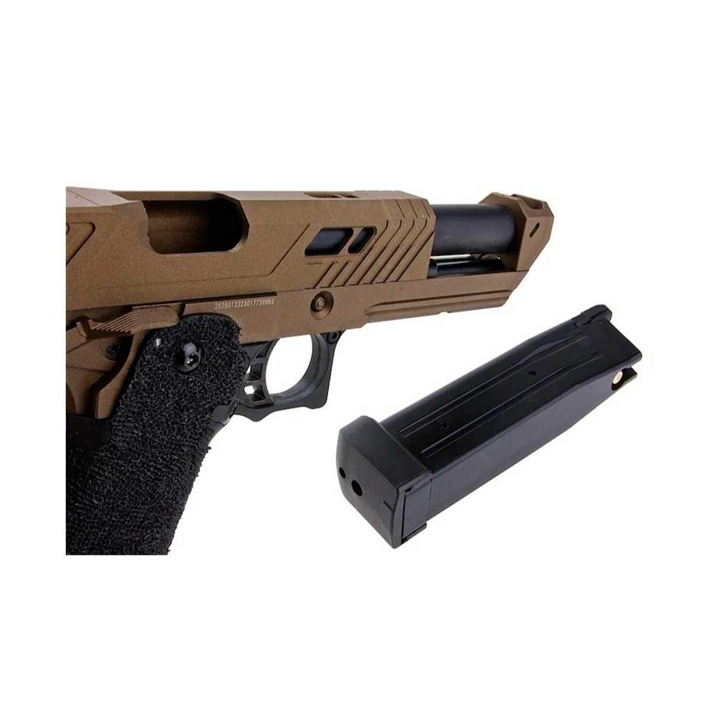 PISTOLA GOLDEN EAGLE HI-CAPA 5.1 ESTILO SAND VIPER PARA RMR GAS TAN