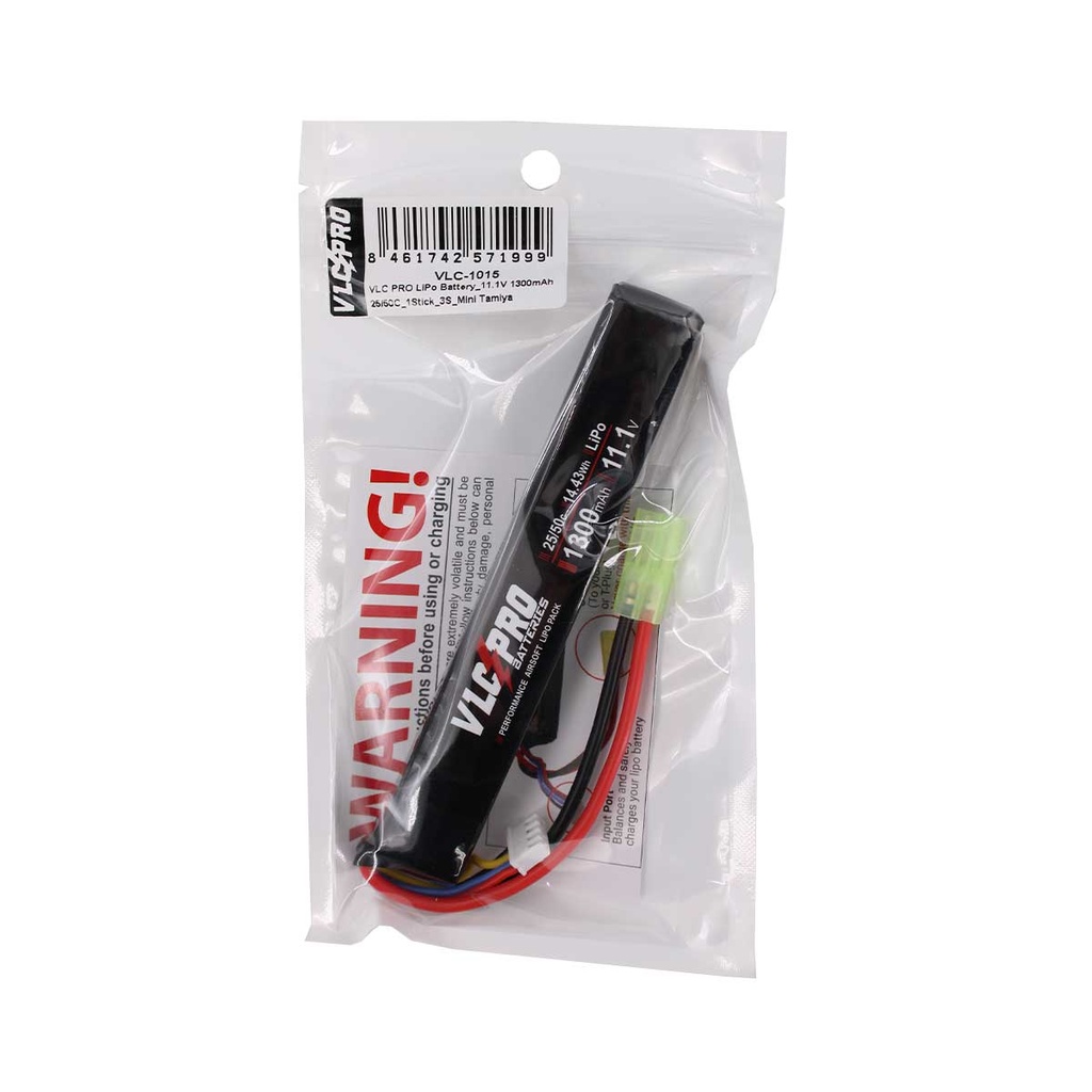 BATERIA VLC PRO LIPO 11.1V 1300MAH 25C/50C 1STICK NEGRA