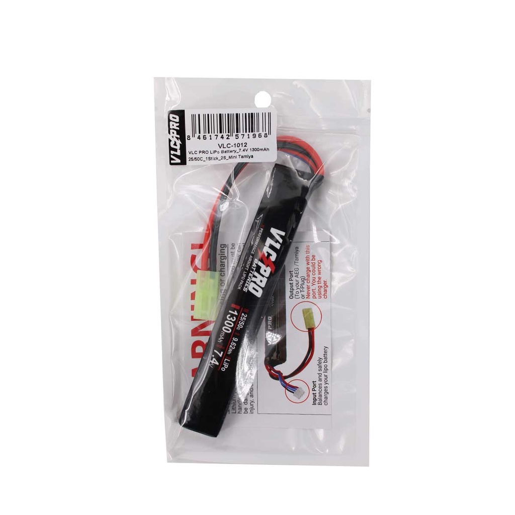 BATERIA VLC PRO LIPO 7.4V 1300MAH 25C/50C 1STICK NEGRA