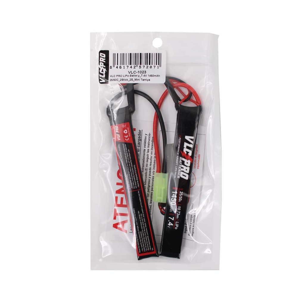 BATERIA VLC PRO LIPO 7.4V 1450MAH 25C/50C 2STICK NEGRA