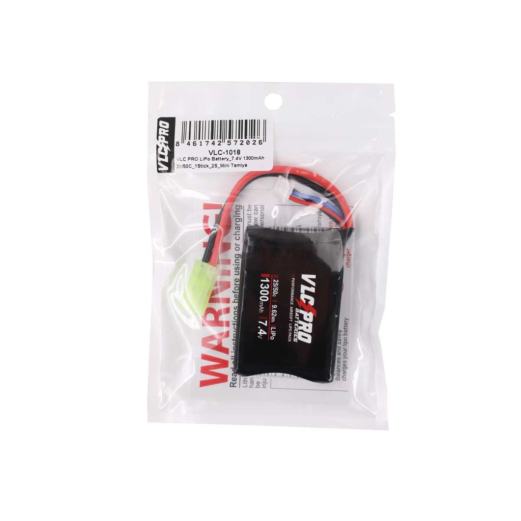 BATERIA VLC PRO LIPO 7.4V 1300MAH 25C/50C 1STICK PEQ. NEGRA