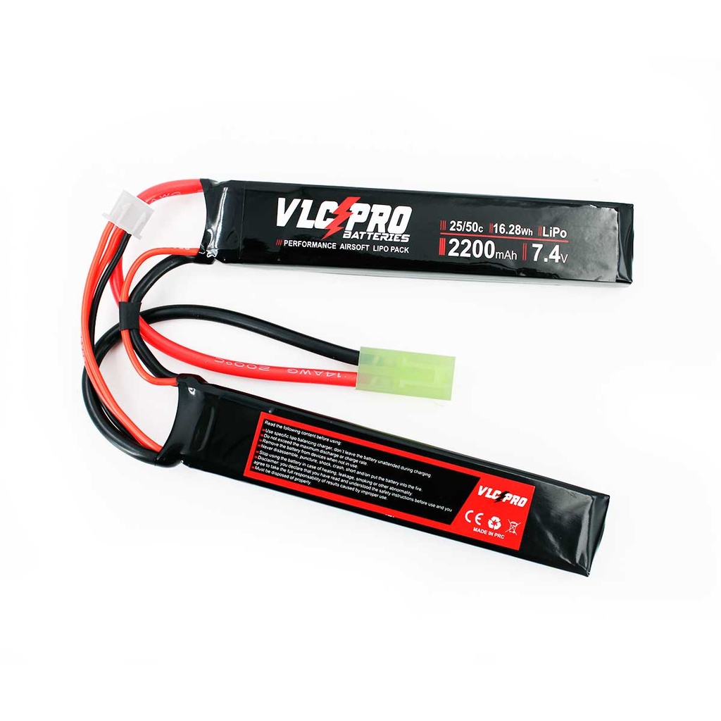 BATERIA VLC PRO LIPO 7.4V 2200MAH 25C/50C 2STICK NEGRA