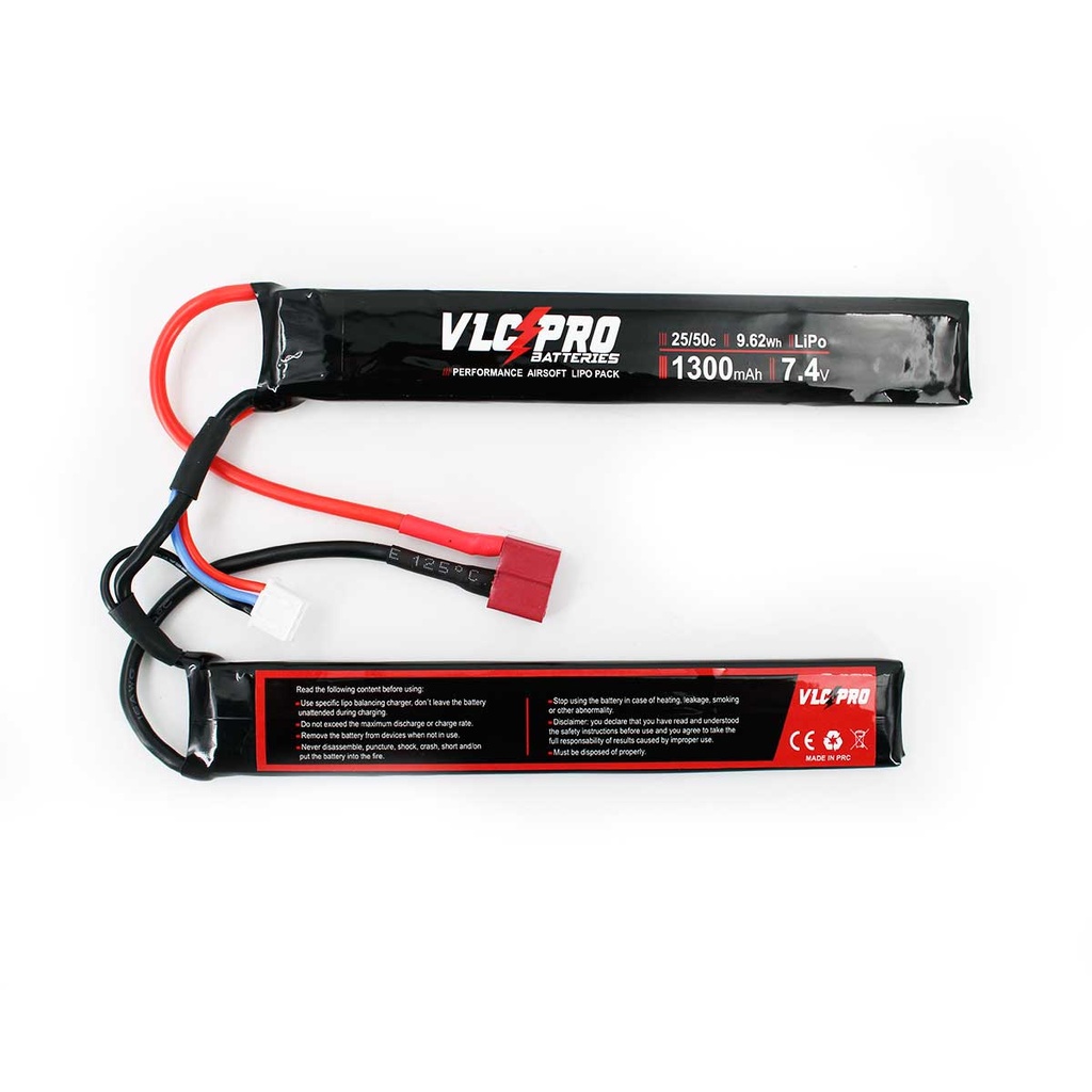 BATERIA VLC PRO LIPO 7.4V 1300MAH 25C/50C 2STICK T-DEAN NEGRA