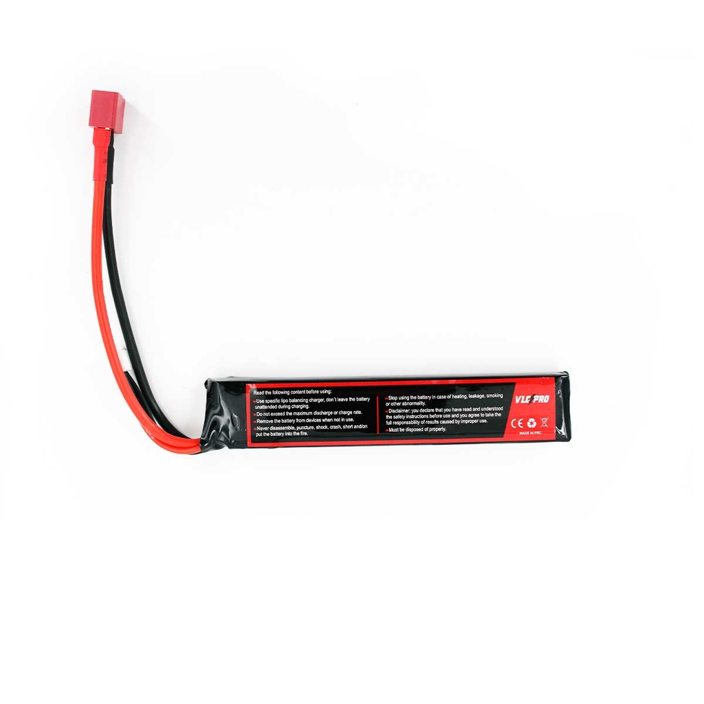 BATERIA VLC PRO LIPO 7.4V 1100MAH 25C/50C 1STICK T-DEAN NEGRA