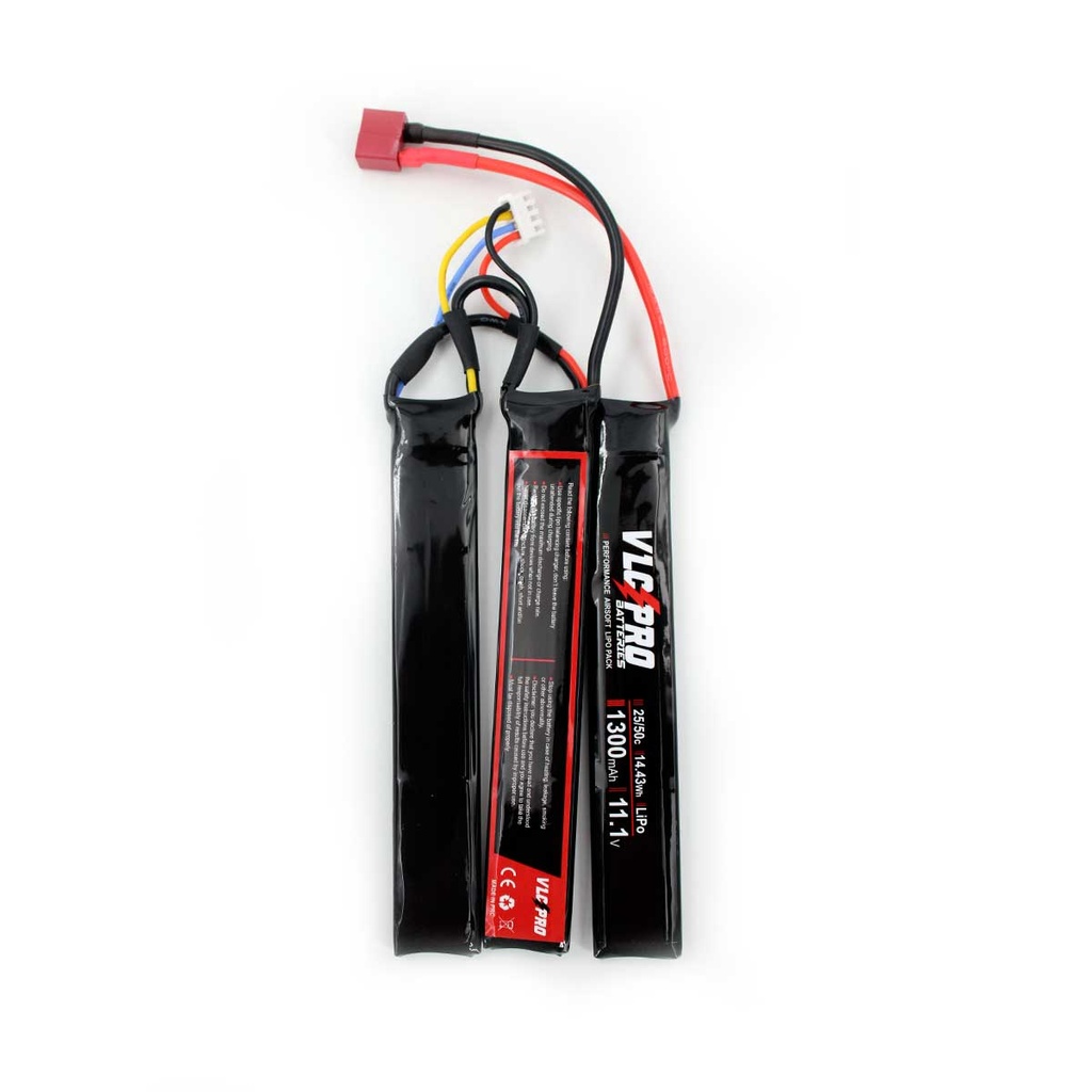 BATERIA VLC PRO LIPO 11.1V 1300MAH 25C/50C 3STICK T-DEAN NEGRA