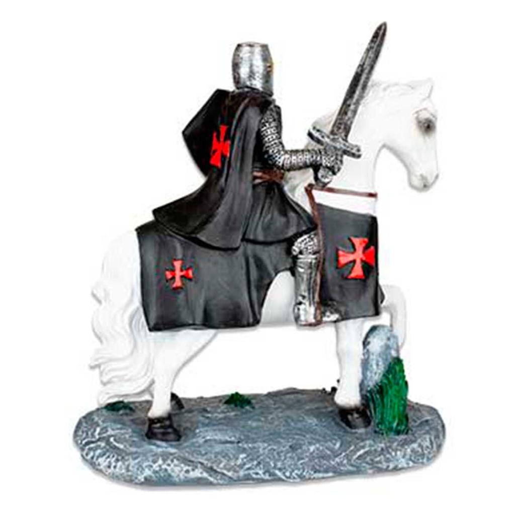 CABALLO TEMPLARIO BLANCO 12 CM ESPADA NEGRA