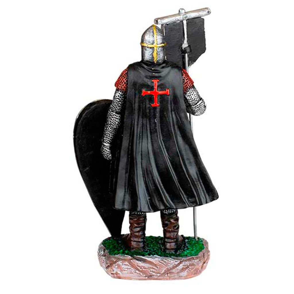 FIGURA TEMPLARI0 BANDERA Y ESCUDO 12 CM NEGRA