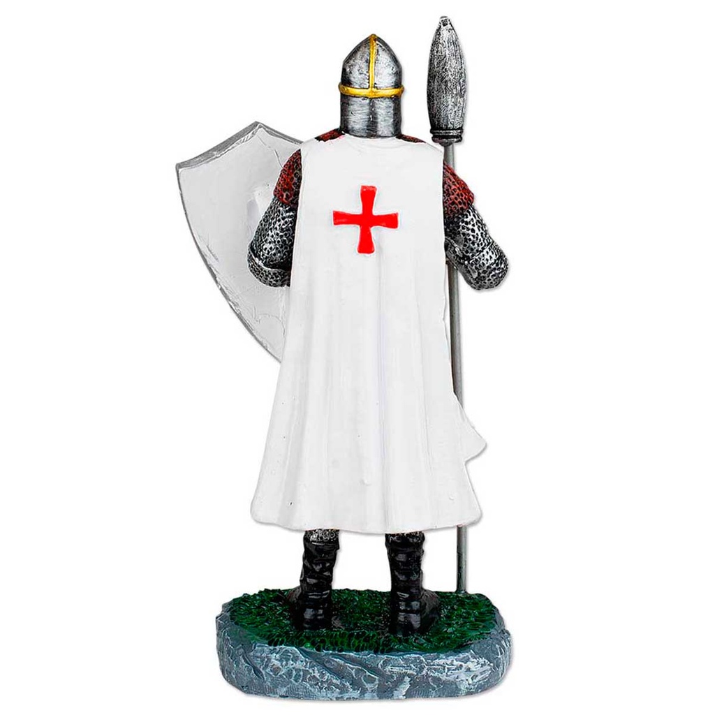 FIGURA TEMPLARI0 LANZA Y ESCUDO 8 CM BLANCO