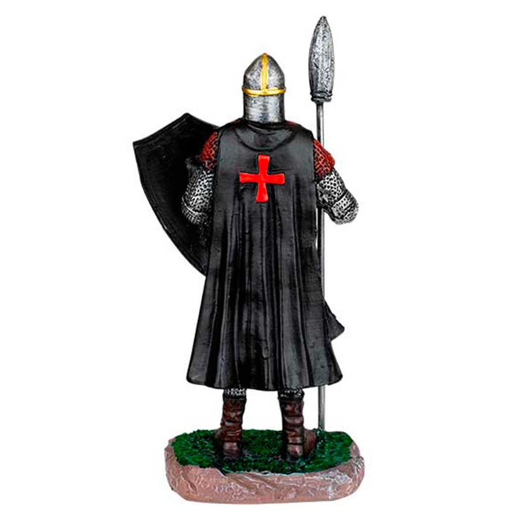 FIGURA TEMPLARI0 LANZA Y ESCUDO 8 CM NEGRA