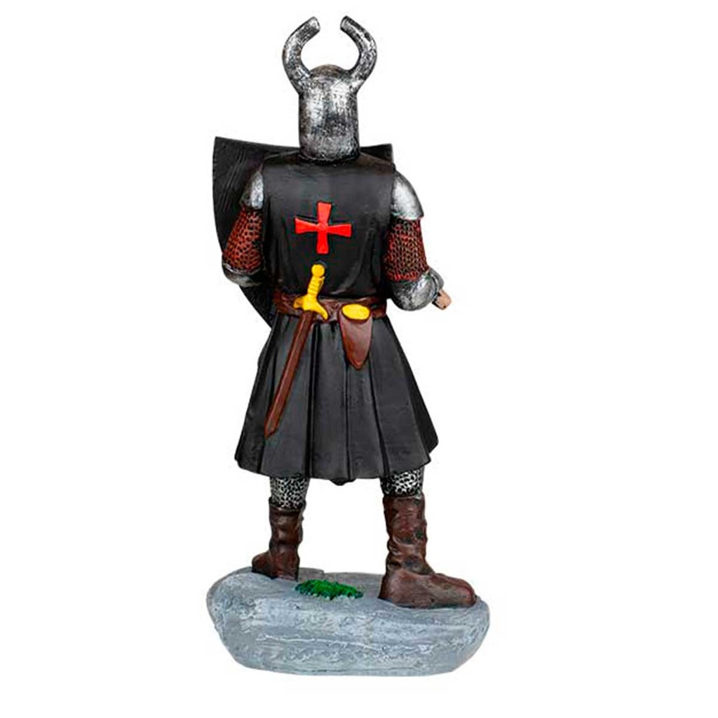 FIGURA TEMPLARIO MAZA Y ESCUDO 8 CM NEGRA