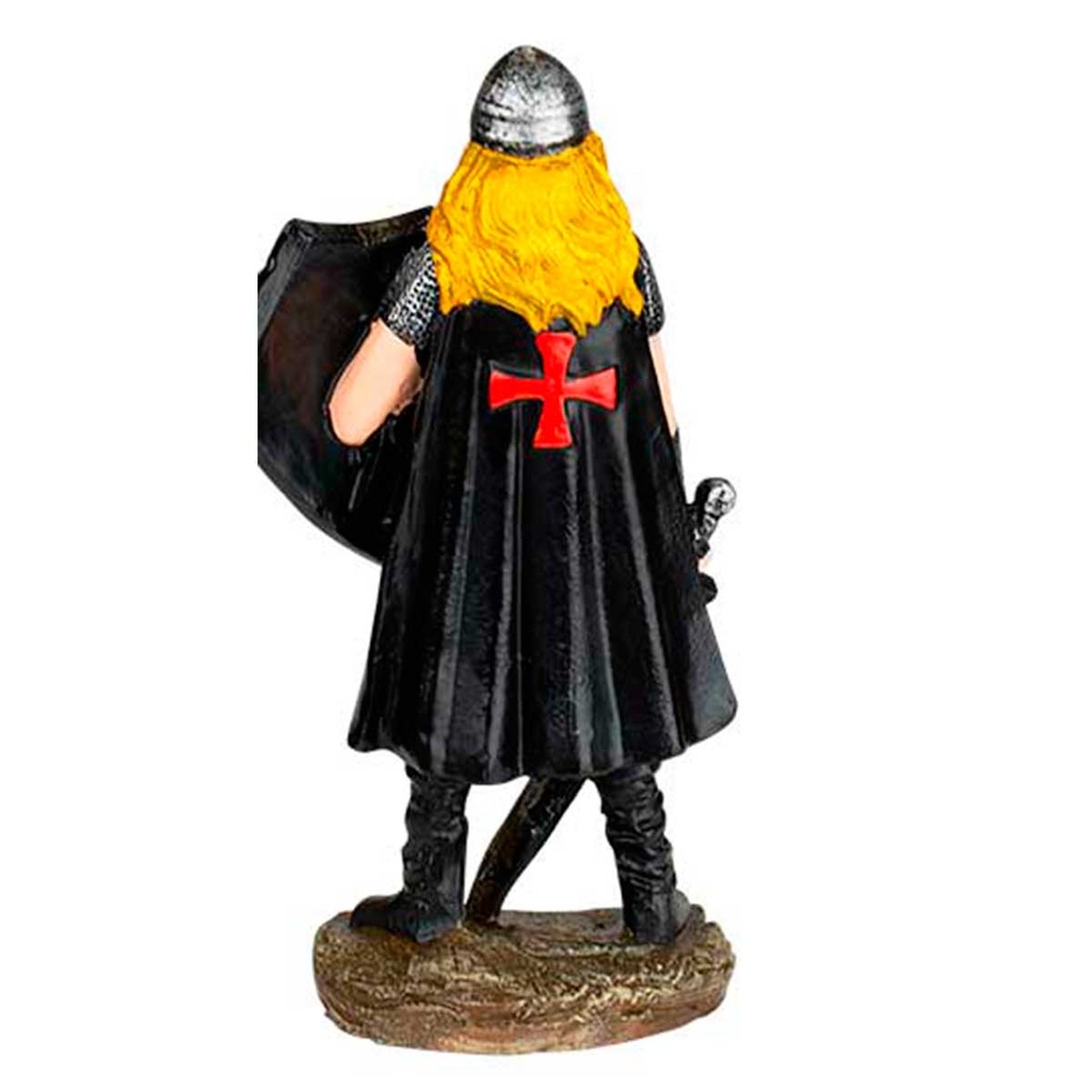 FIGURA TEMPLARIA ESPADA Y ESCUDO 8 CM NEGRA