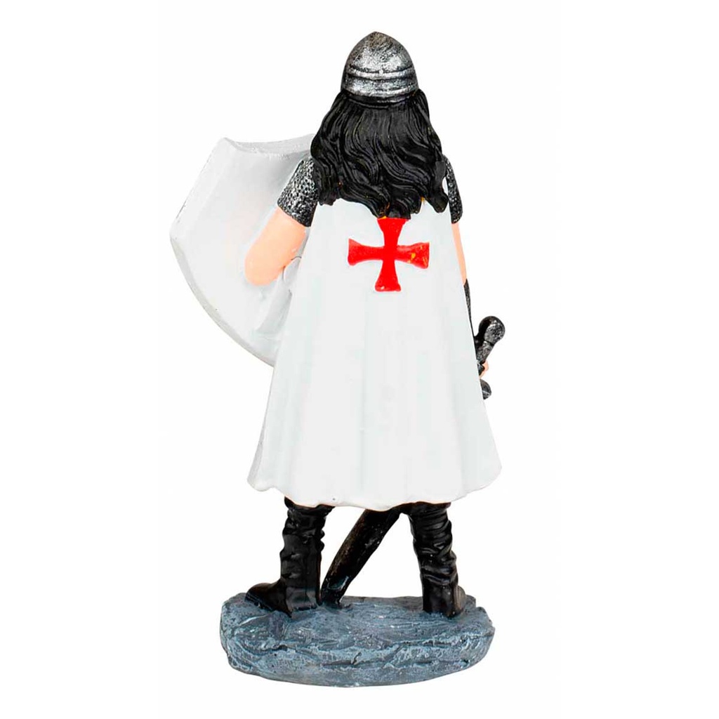 FIGURA TEMPLARIA ESPADA Y ESCUDO 12 CM BLANCO