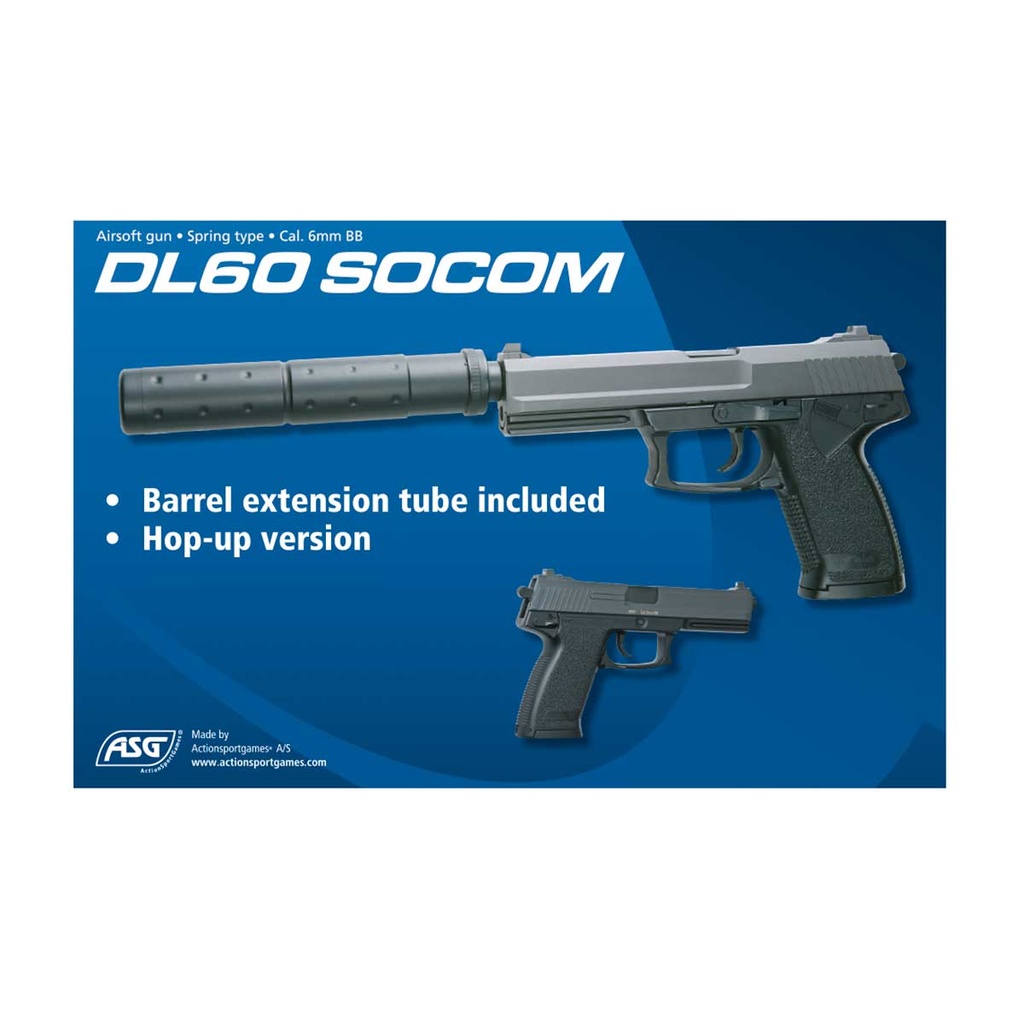 PISTOLA ASG DL60 SOCOM MUELLE NEGRO