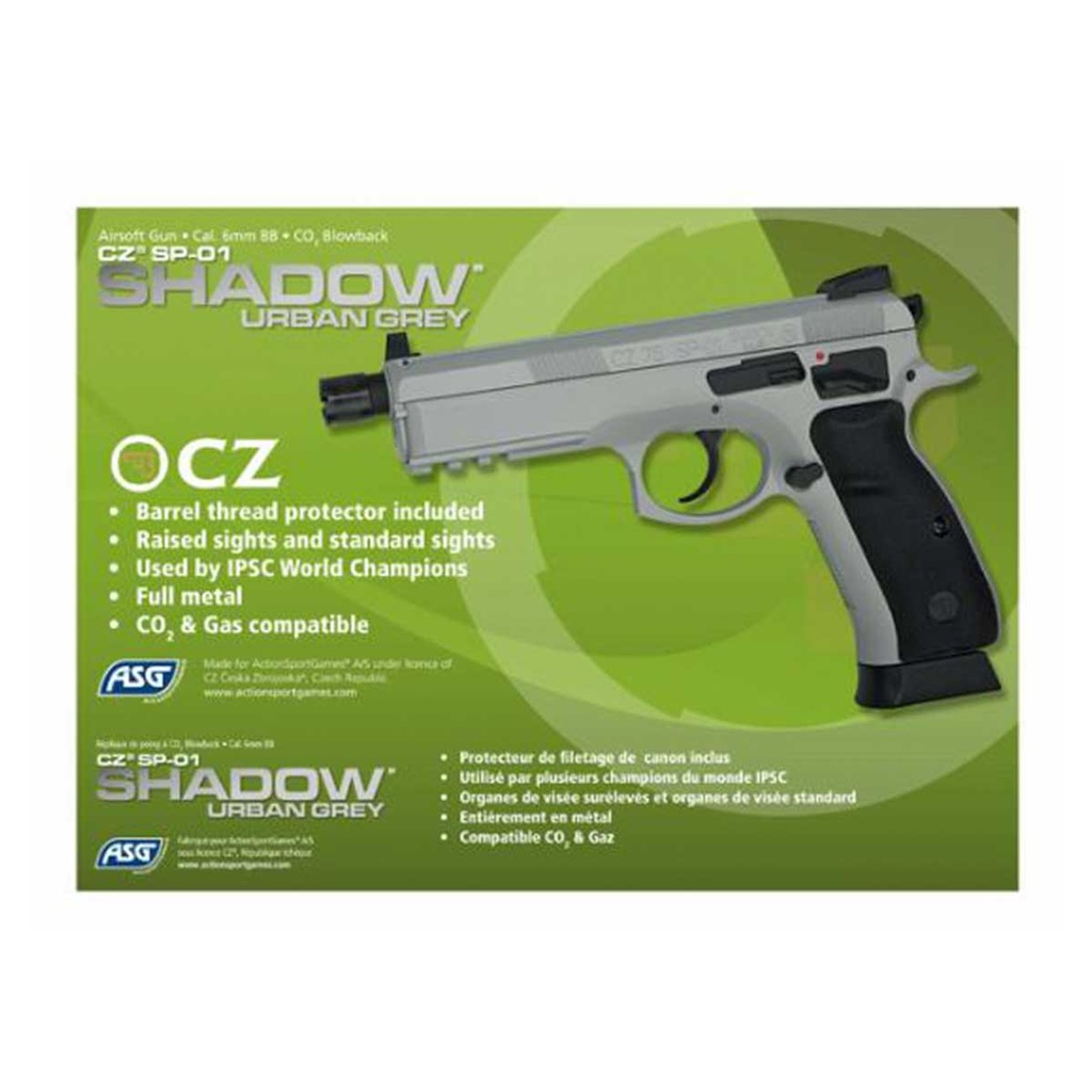 PISTOLA ASG CZ SP-01 SHADOW URBAN GREY GAS/CO2 GRIS