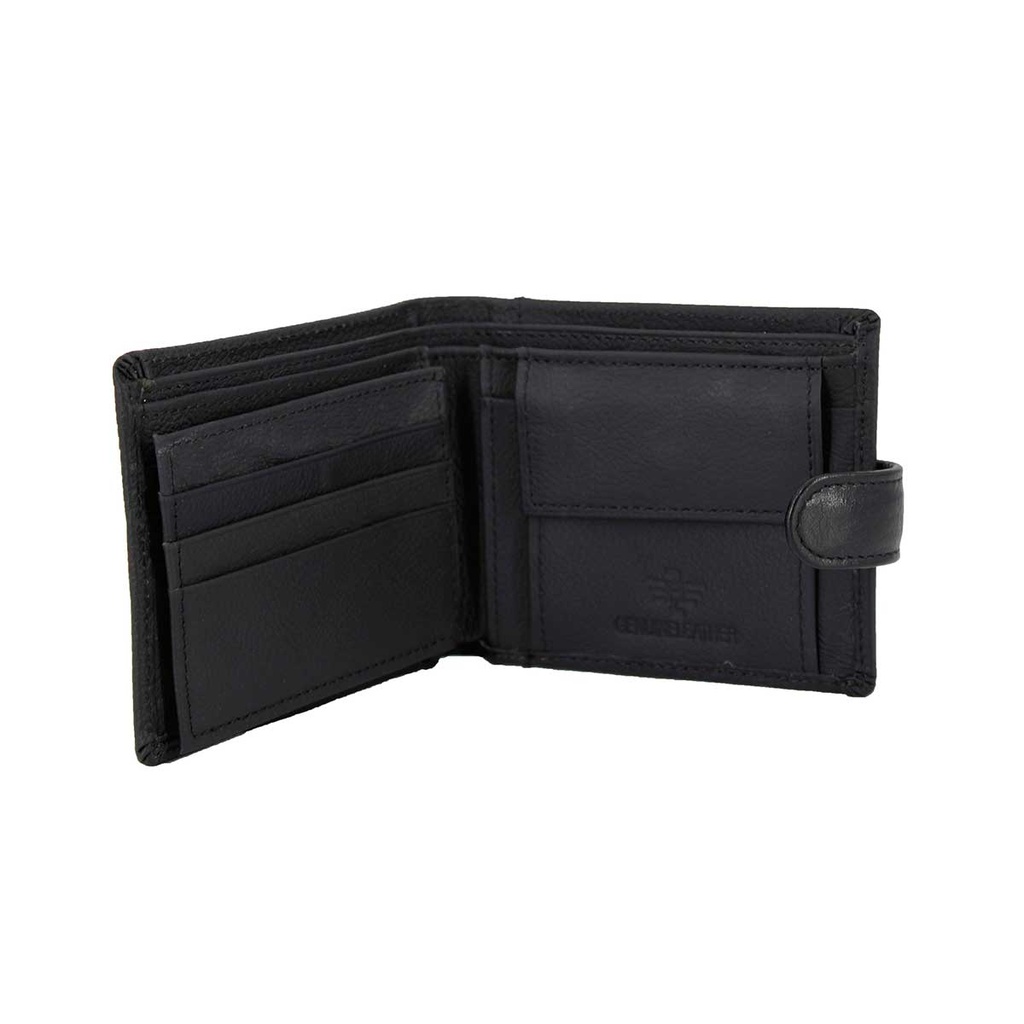 CARTERA PIEL GRABADO ARRIBA CIERRE NEGRA