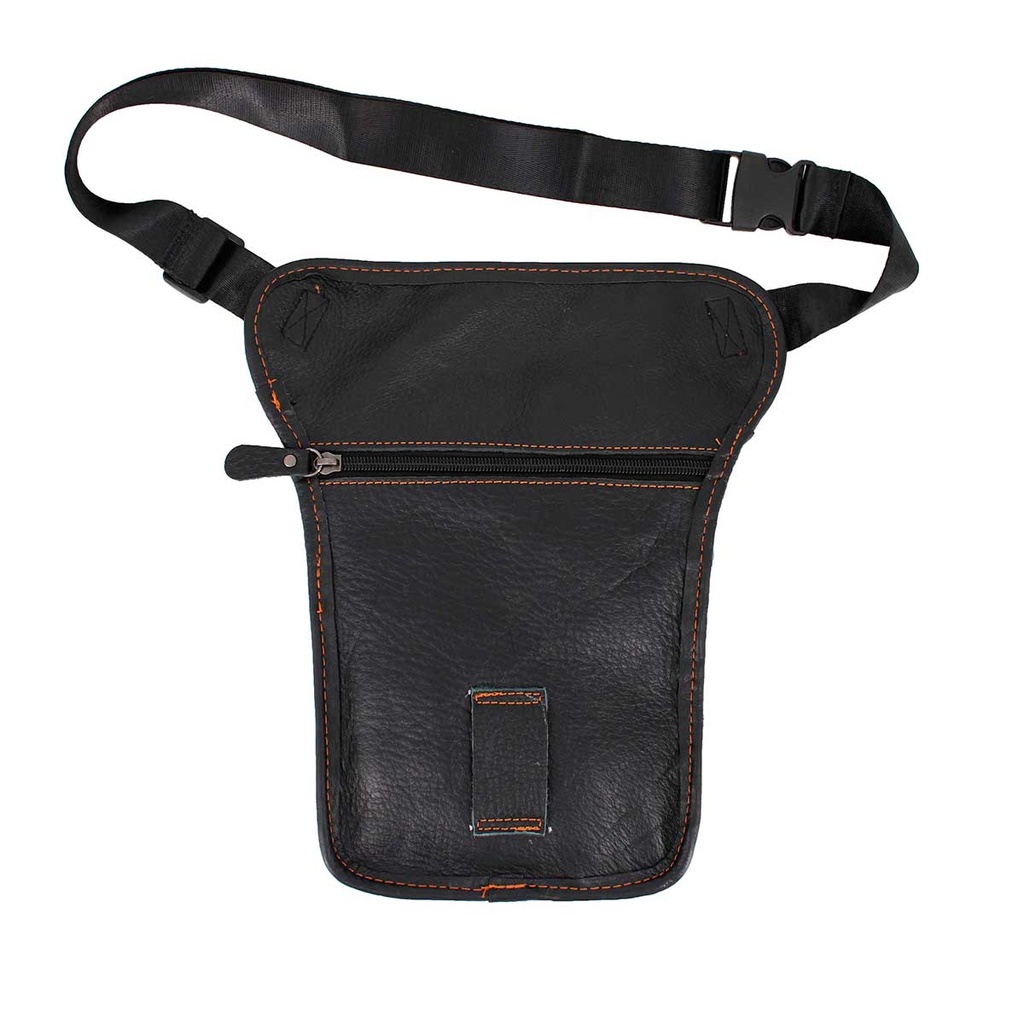 BOLSO PIERNA PIEL CREMALLERA NEGRO