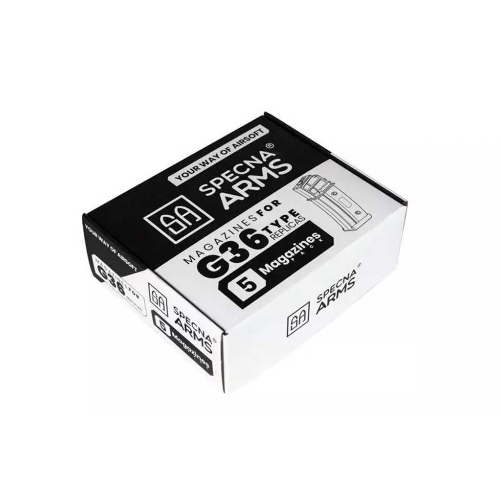 CARGADOR FUSIL G36 SPECNA ARMS MID-CAP 120RDS 5PCS NEGRO
