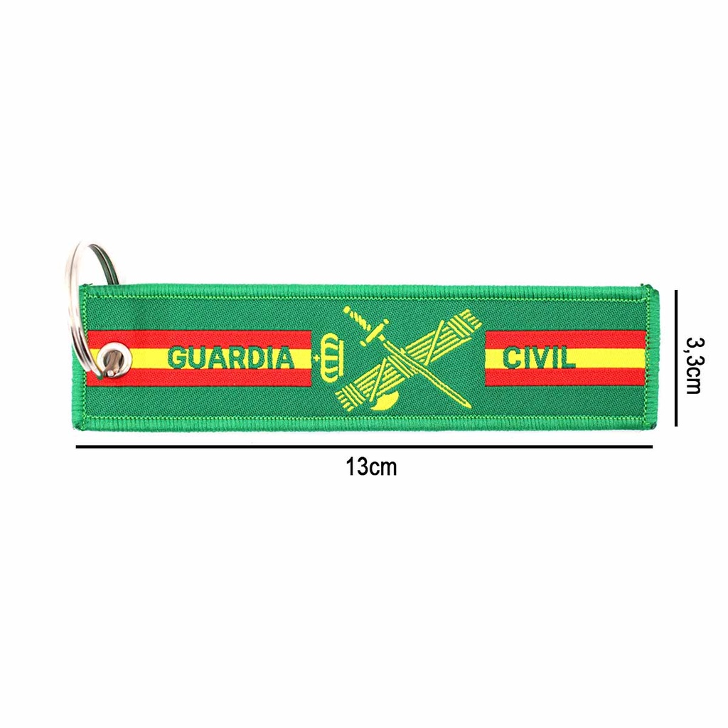LLAVERO CINTA RECTANGULAR IMMORTAL G. CIVIL VIRGEN VERDE/NEGRO