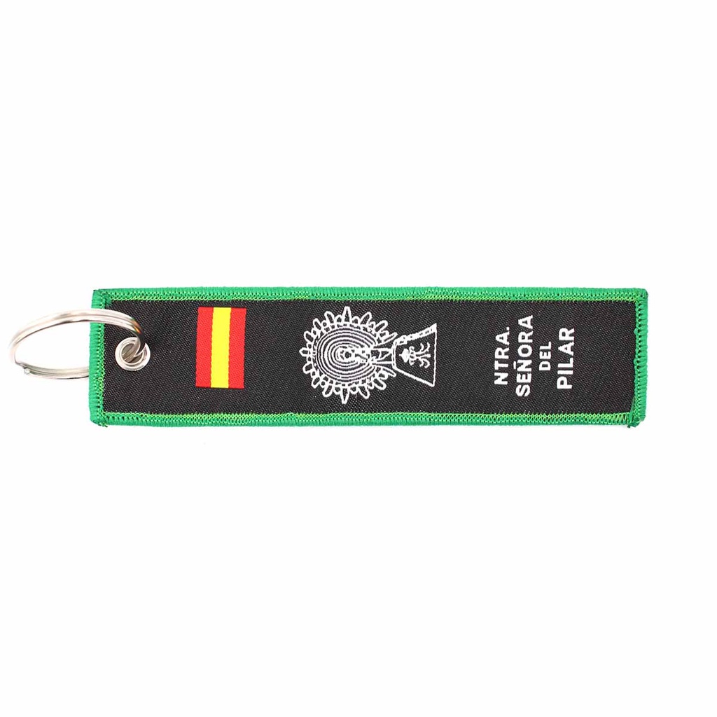 LLAVERO CINTA RECTANGULAR IMMORTAL G. CIVIL VIRGEN VERDE/NEGRO