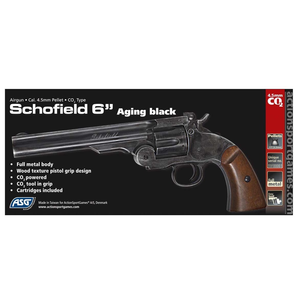 REVOLVER ASG SCHOFIELD 6" CO2 4.5 NEGRO/MARRON