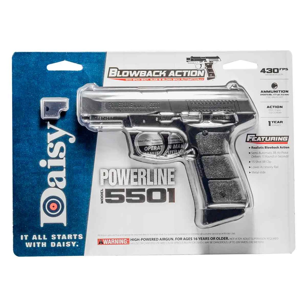PISTOLA DAISY 5501 CO2 4.5 NEGRA-PLATA