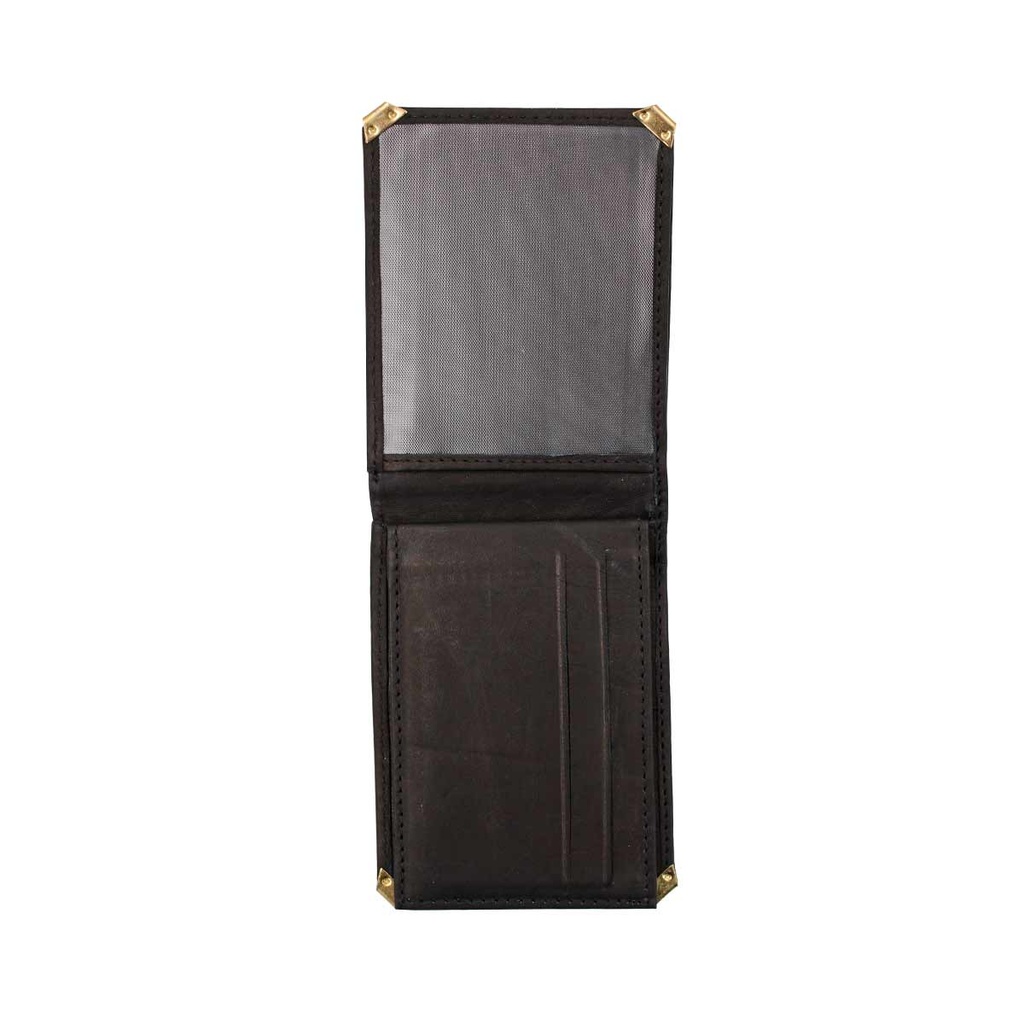 CARTERA PIEL BILLETERO REFUERZO DORADO NEGRA
