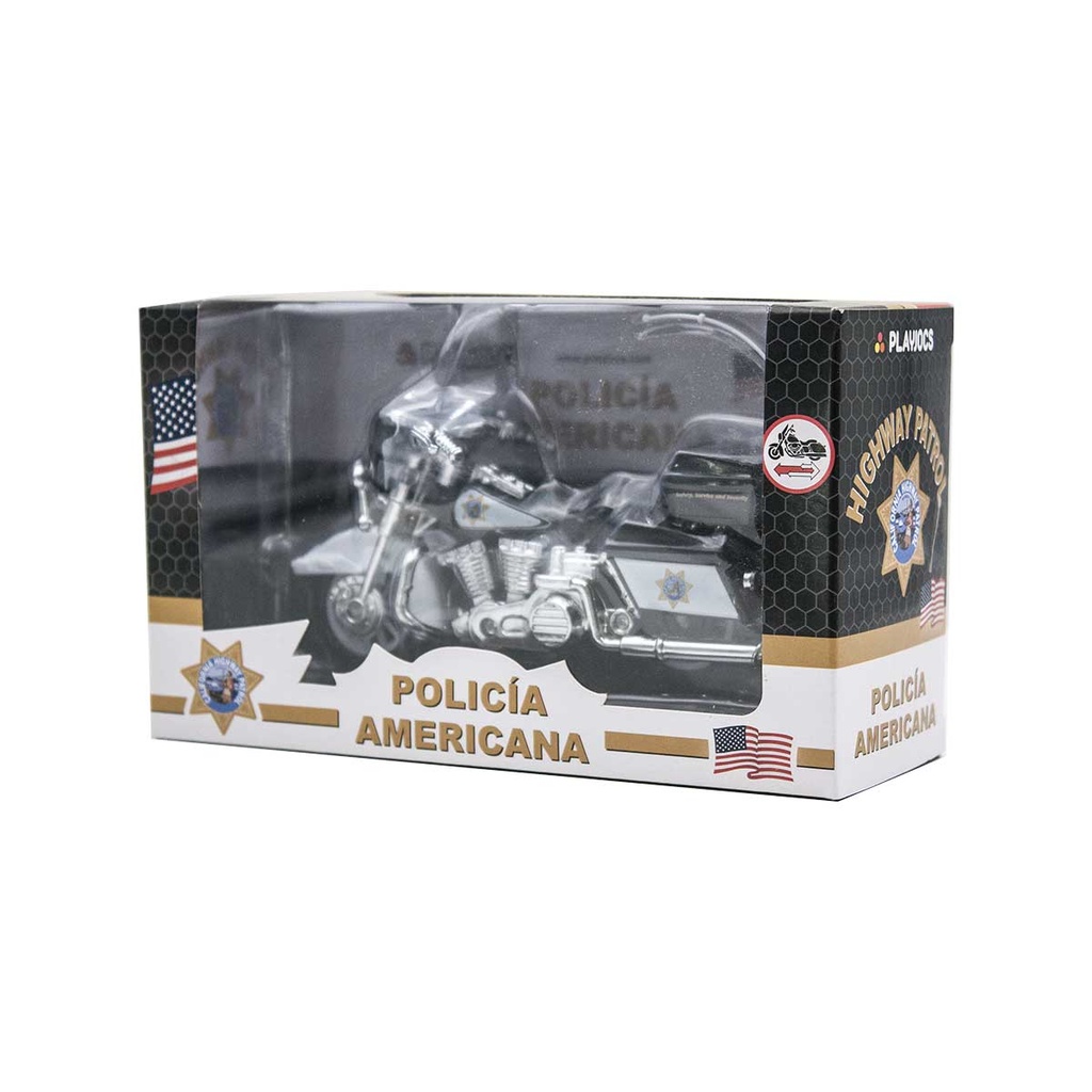 MOTO POLICIA AMERICANA NEGRA-BLANCA