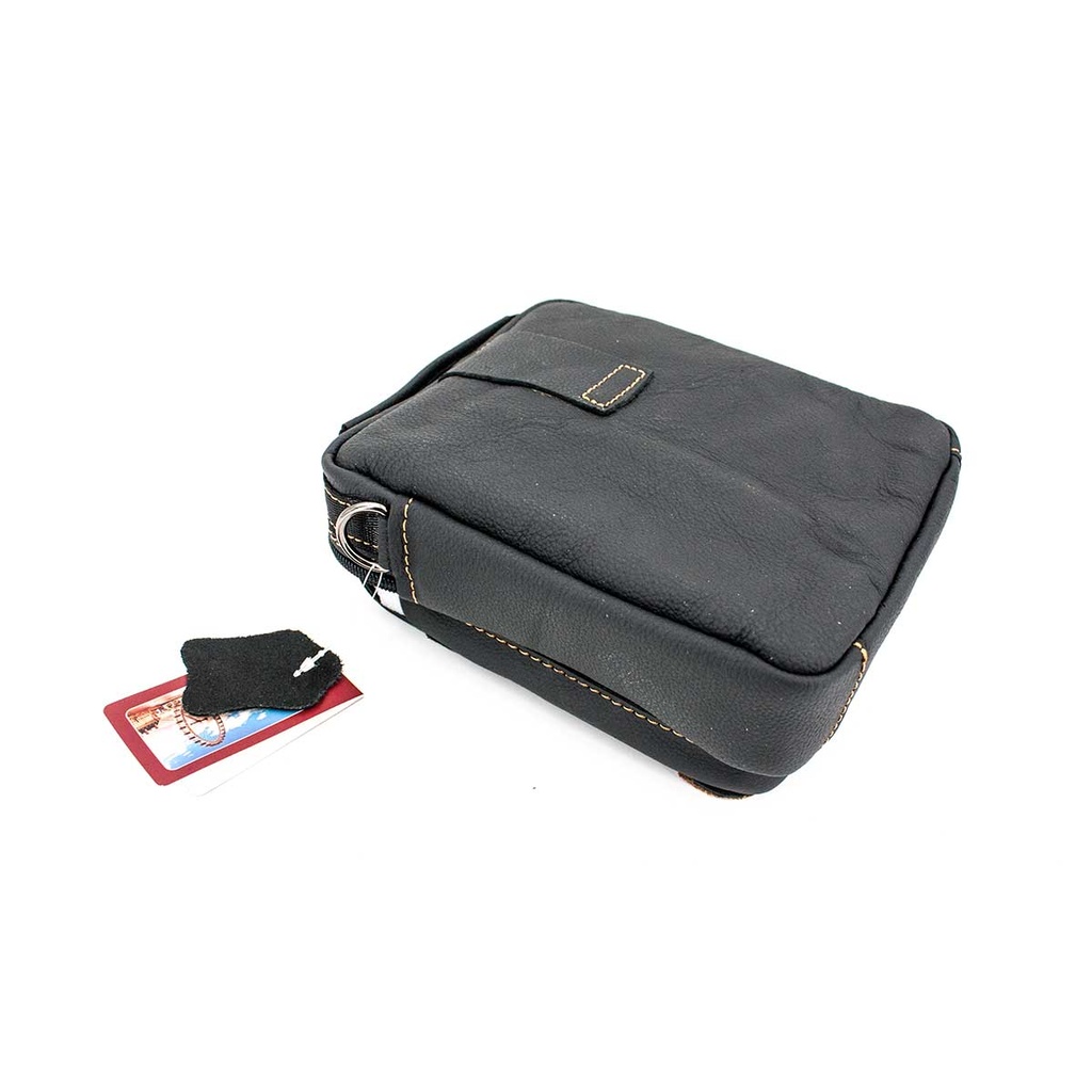 BOLSO CUERO GENUINE TAPA LARGA PEQ. NEGRO-MARRON