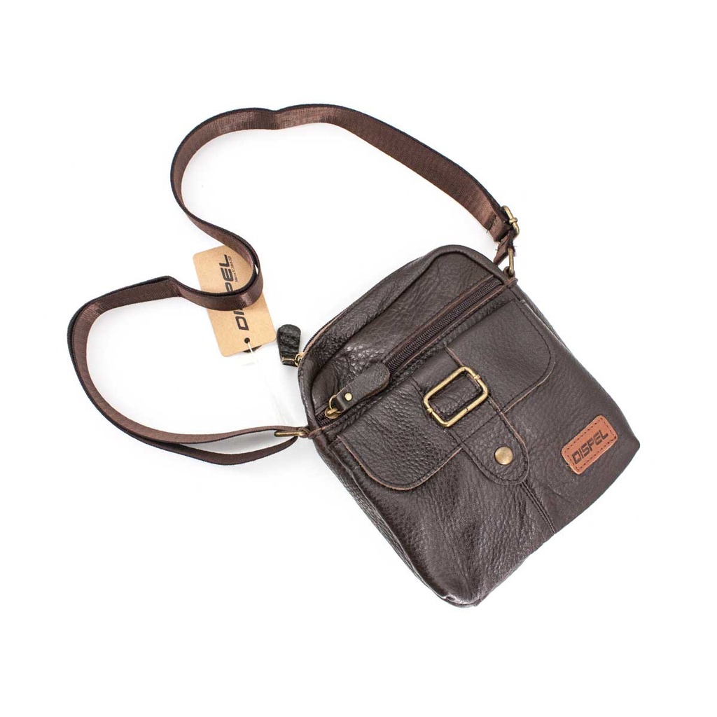 BOLSO MARRON CUERO DISPEL CREMALLERA MARRON