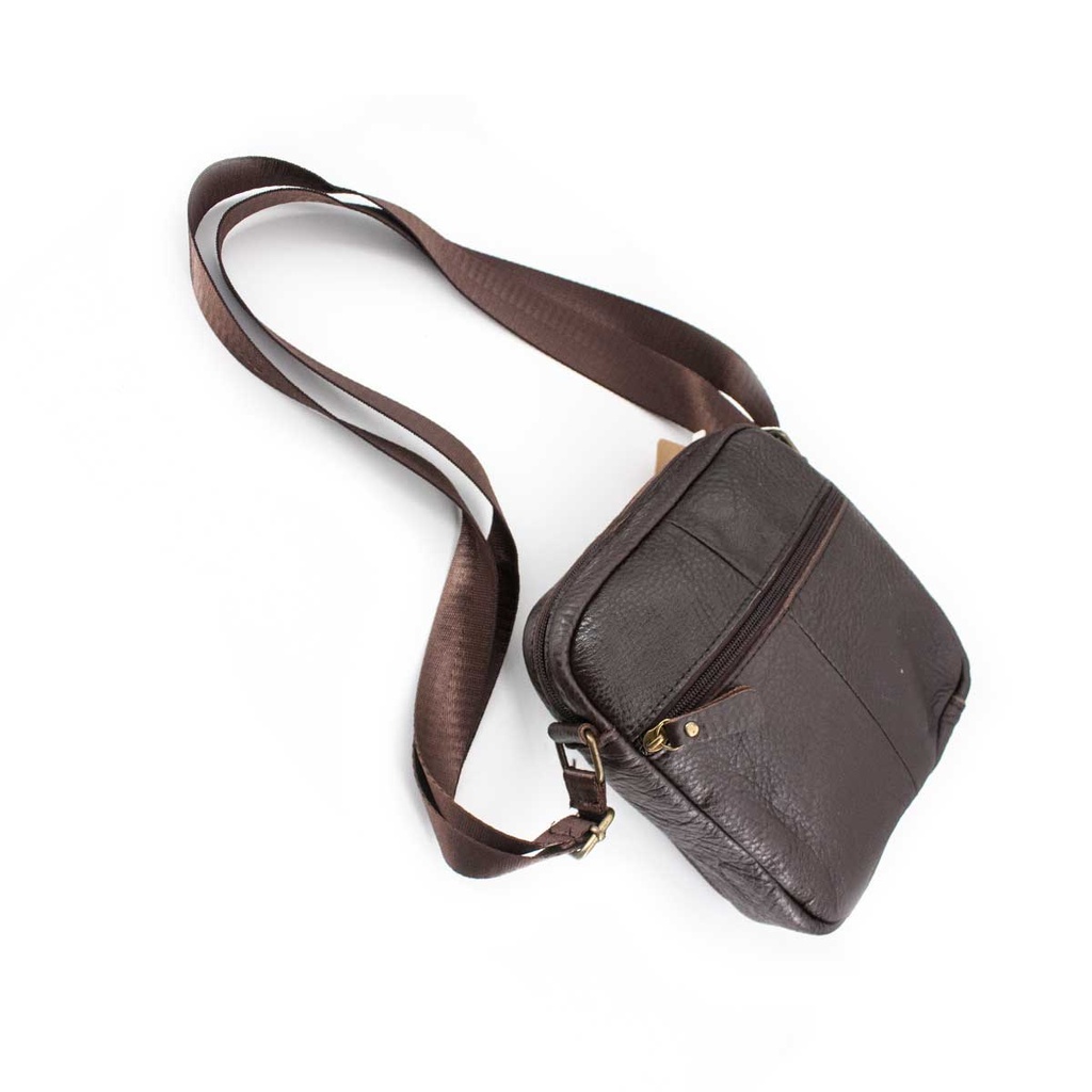 BOLSO MARRON CUERO DISPEL CREMALLERA MARRON