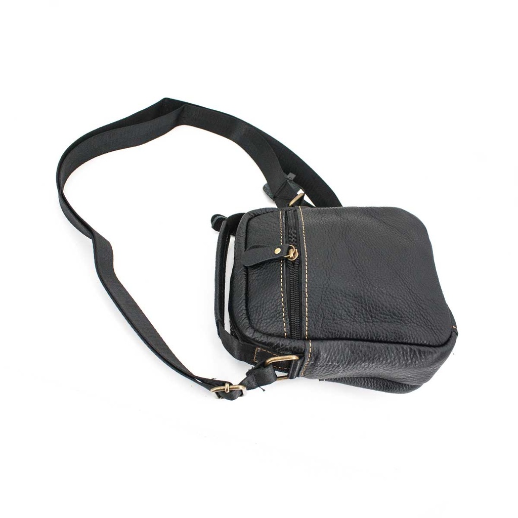 BOLSO NEGRO CUERO DISPEL CREMALLERA ANILLA NEGRO