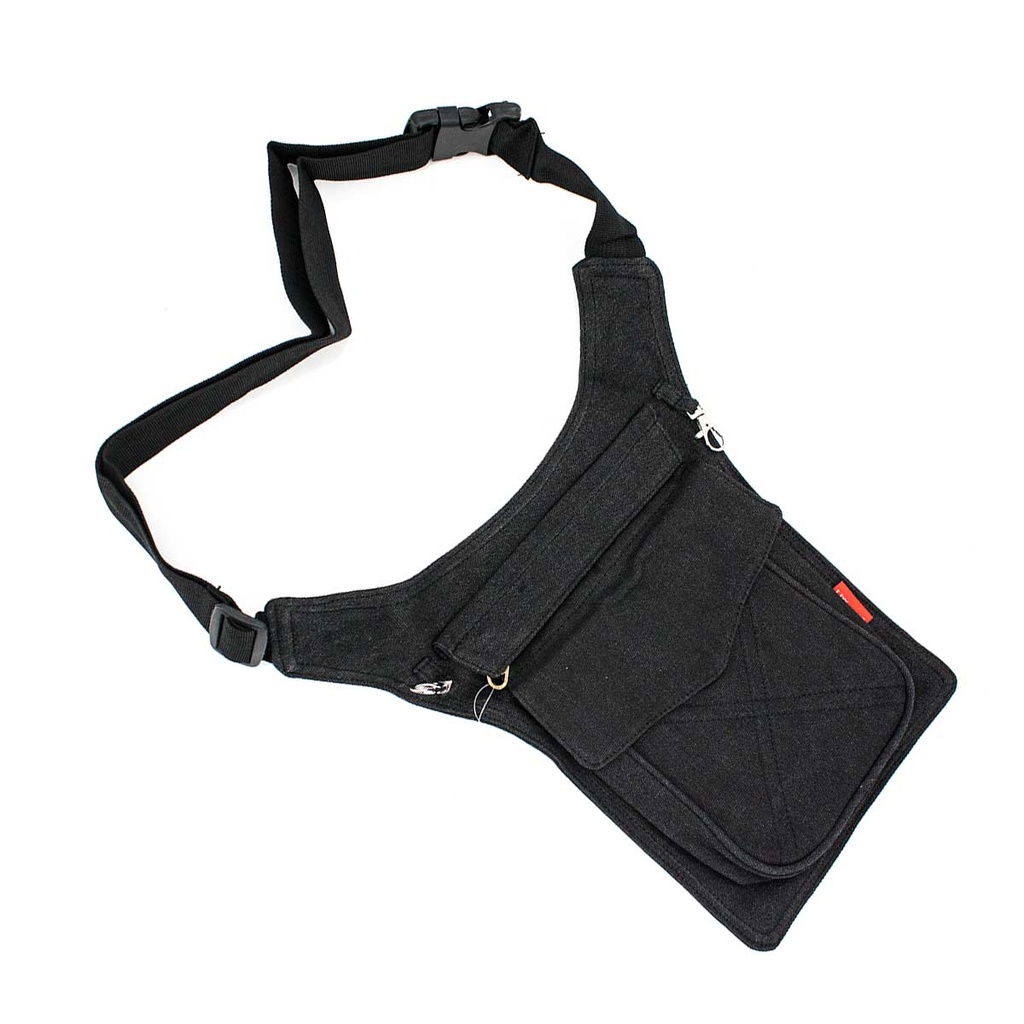 BOLSO PIERNA HONGU CANVAS COSIDOS CRUZ NEGRO