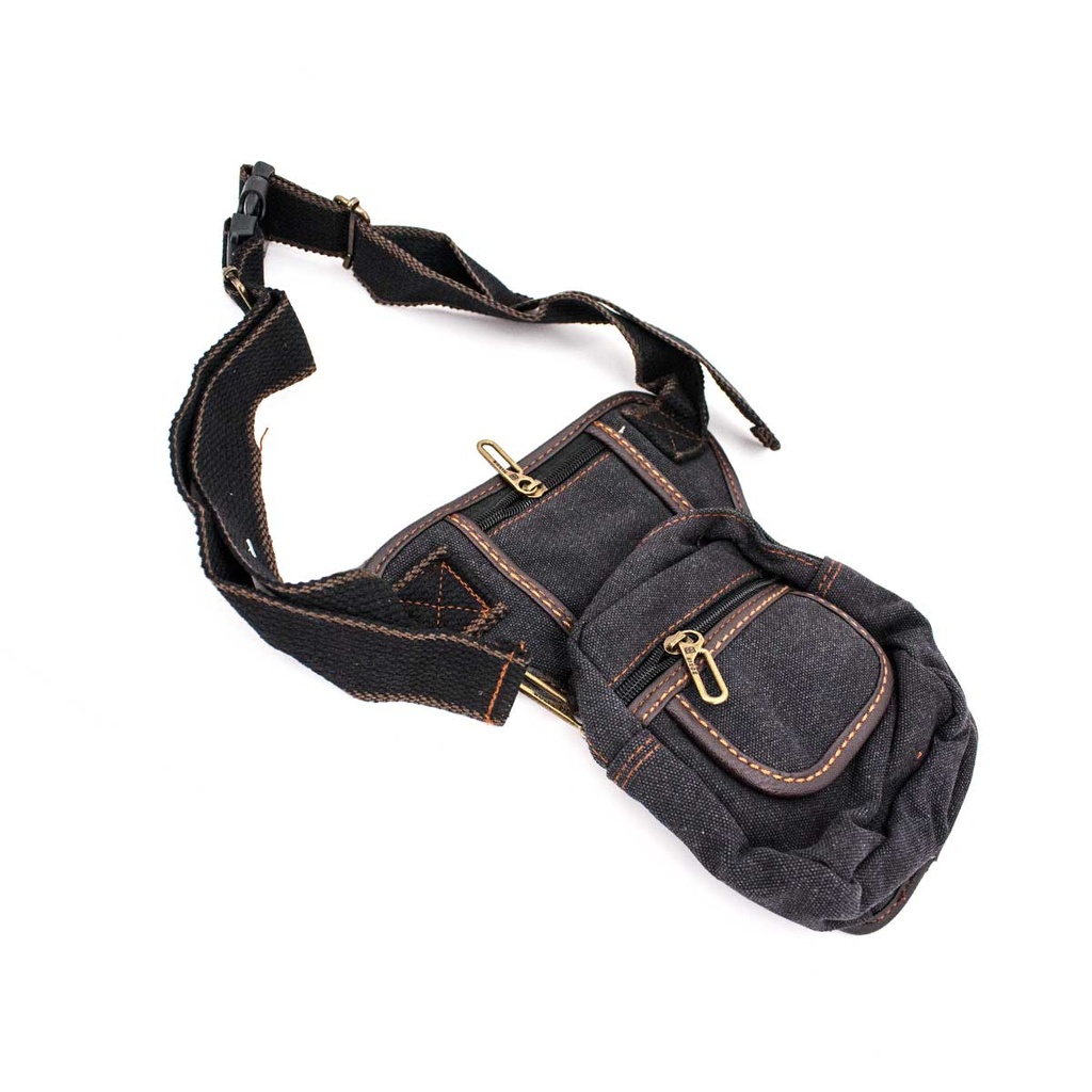 BOLSO PIERNA BOXIN CANVAS PESPUNTES PEQ. NEGRO