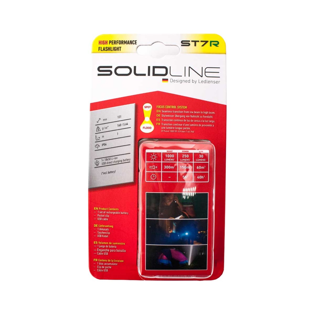 LINTERNA SOLIDLINE RECARGABLE ST7R NEGRA