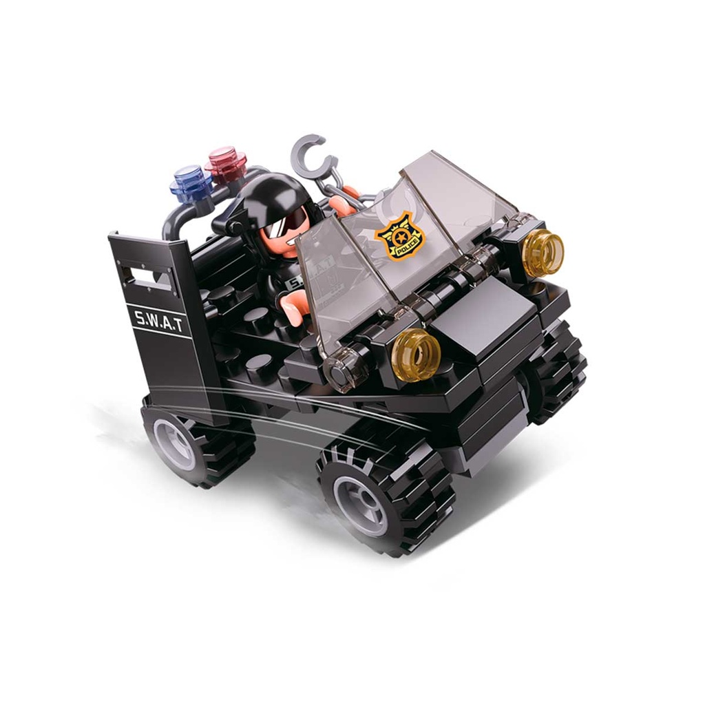 MUÑECO POLICE SWAT 73PCS NEGRO