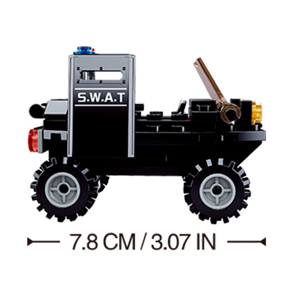 MUÑECO POLICE SWAT 73PCS NEGRO