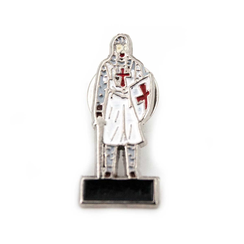 PIN CABALLERO TEMPLARIO BLANCO-PLATA-ROJO