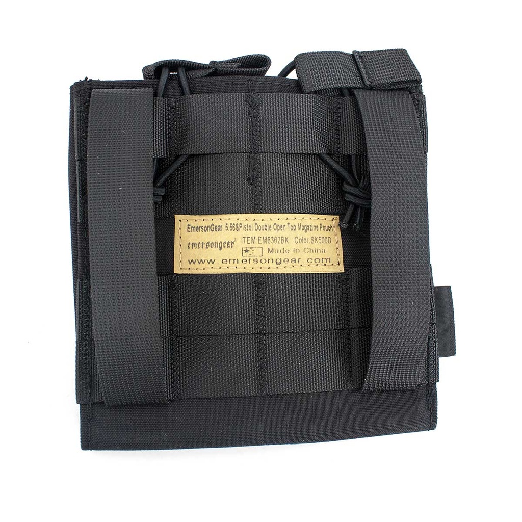 POUCH CARGADOR DOBLE EMERSON 5.56&PISTOL OPEN TOP NEGRO
