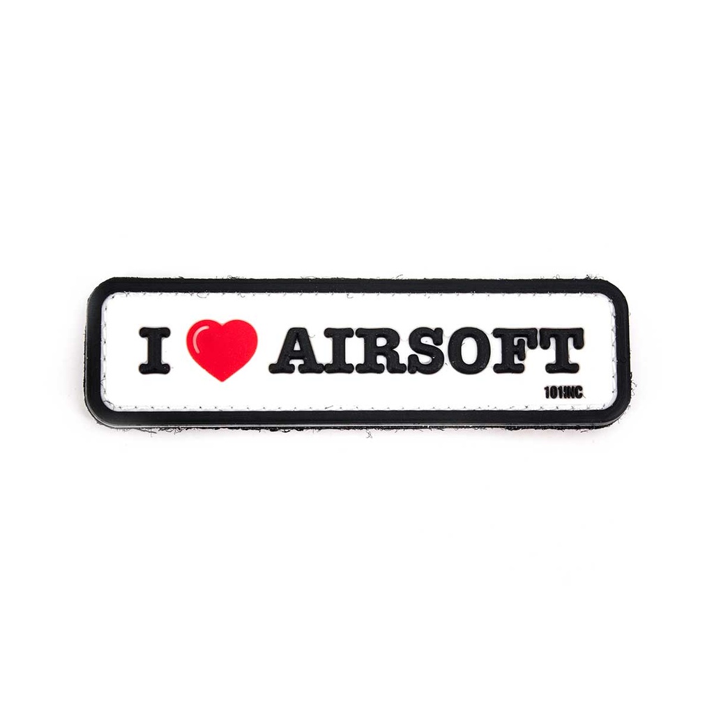 PARCHE PVC 3D I LOVE AIRSOFT BLANCO-NEGRO