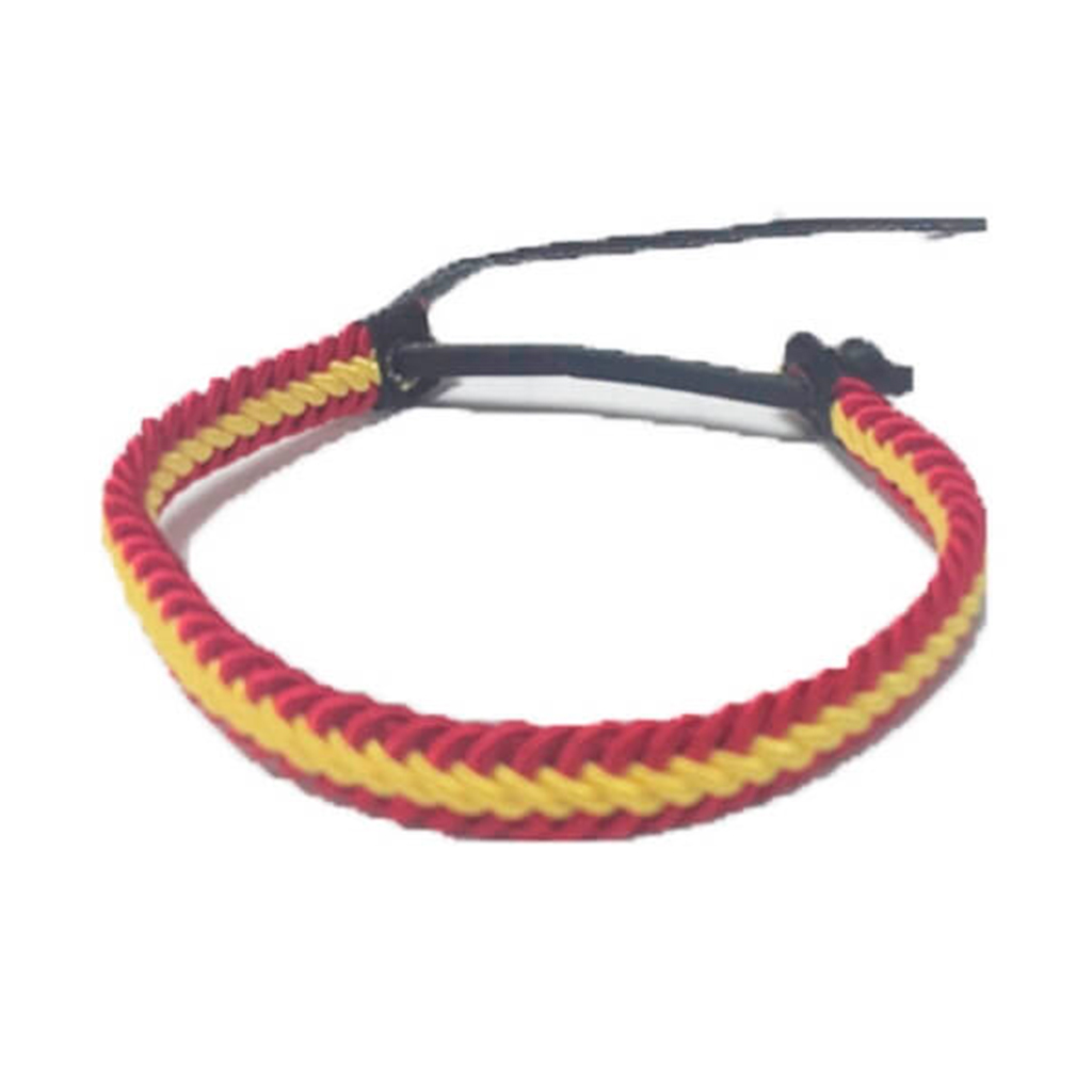 PULSERA ESPAÑA TERMINAL CUERO ROJA-AMARILLA