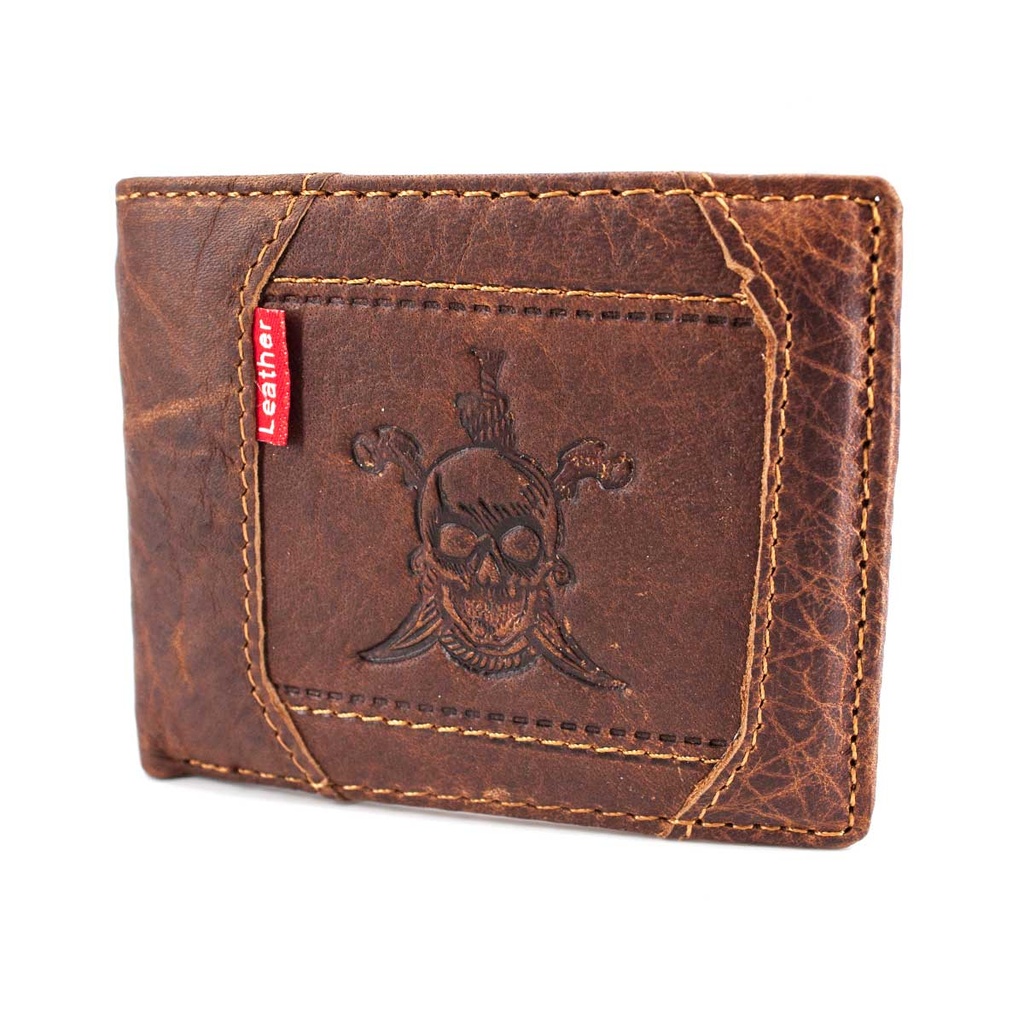 CARTERA DISPEL PIEL CALAVERA SABLES MARRON-NEGRA