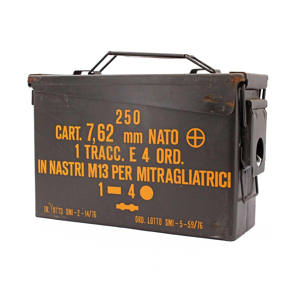 CAJA MUNICION METALICA PEQ CAL 30 USADA VERDE